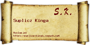 Suplicz Kinga névjegykártya